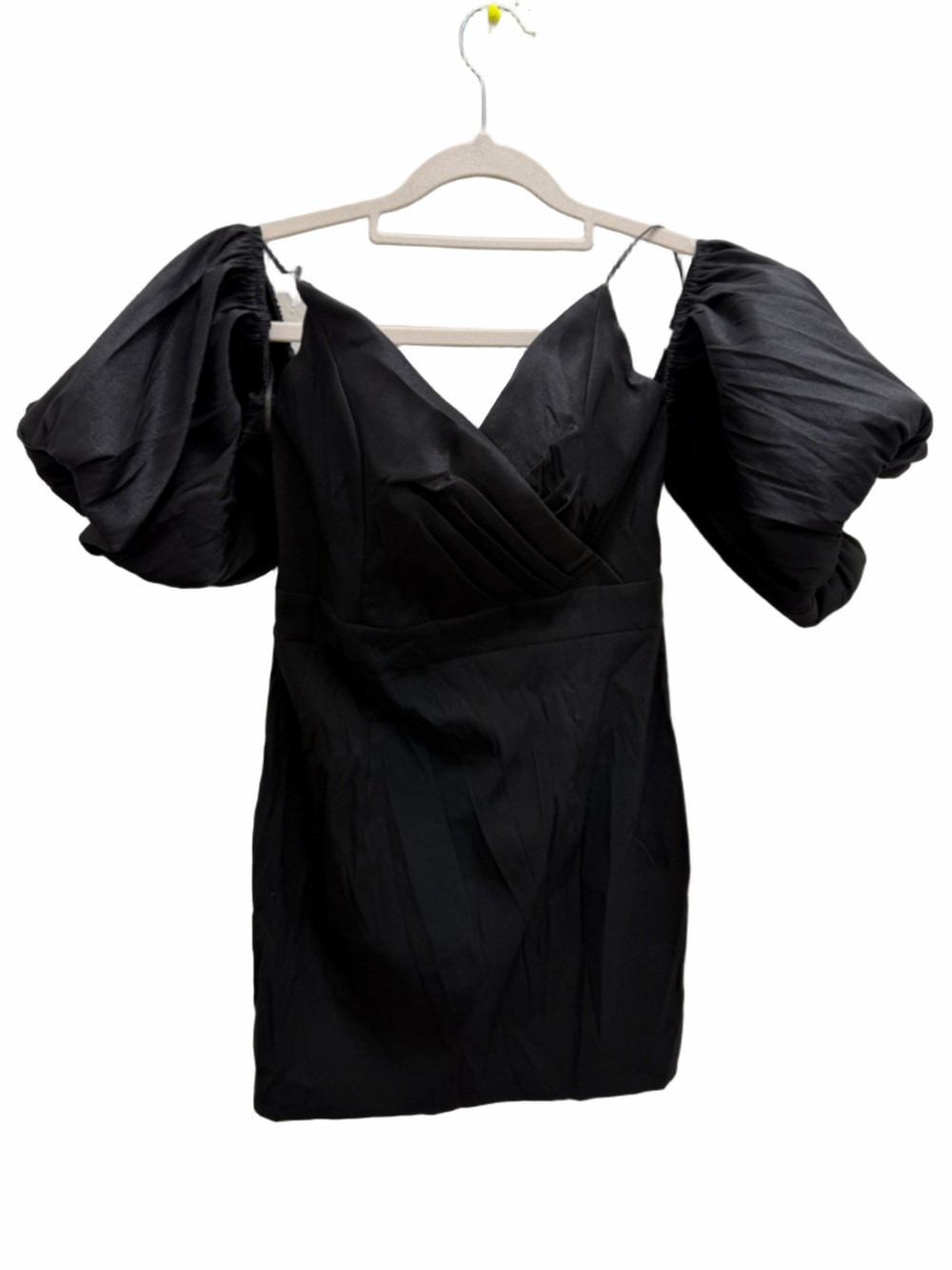 NWT Vestique Black Off-Shoulder Puff Sleeve Mini Dress Size Large